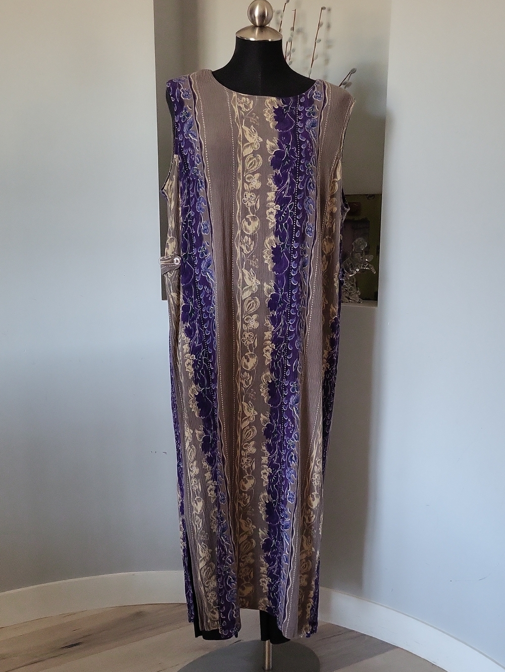 Vintage East West Woman Boho Rayon Maxi Dress Plus Size 3X Crinkle/Gauze Fabric